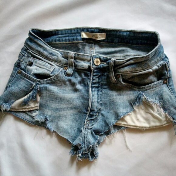 KanCan Womens Highly Distressed Daisy Duke Cut Offs Short Denim Jean Shorts☀🌊🌺 - Picture 3 of 12